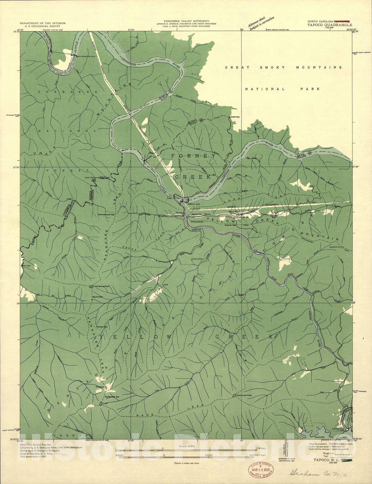 Historic 1935 Map - North Carolina. - Scale 1:24,000 (1935) -Tapoco