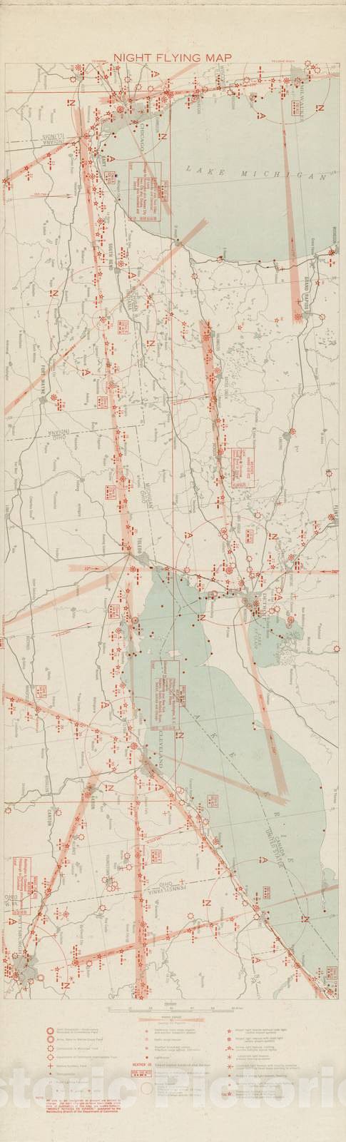 Historic 1924 Map - Aeronautical Strip maps of The United States. - No. 21 Recto, 1933 - rev. Nov. 1933 - Air Corps map