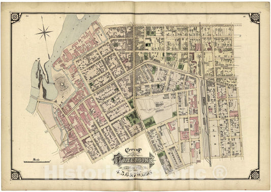 Historic 1877 Map - Atlas of Passaic County, New-Jersey - City of Paterson Part of The 4, 5, 6 & 7 Wards - Atlas of Passaic County, New-Jersey :