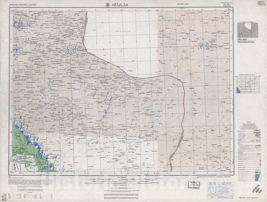 Historic 1955 Map - India and Pakistan 1:250,000. - Miajlar, India, Pakistan 1959