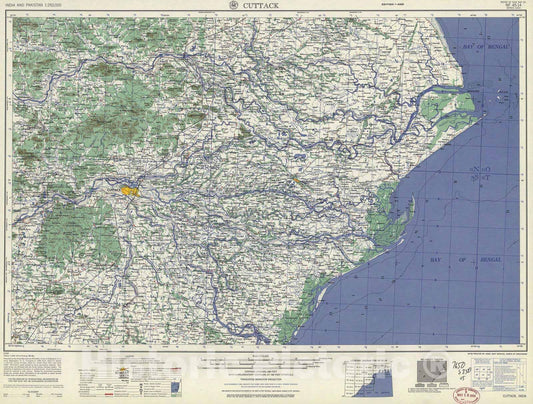 Historic 1955 Map - India and Pakistan 1:250,000. - Cuttack, 1959