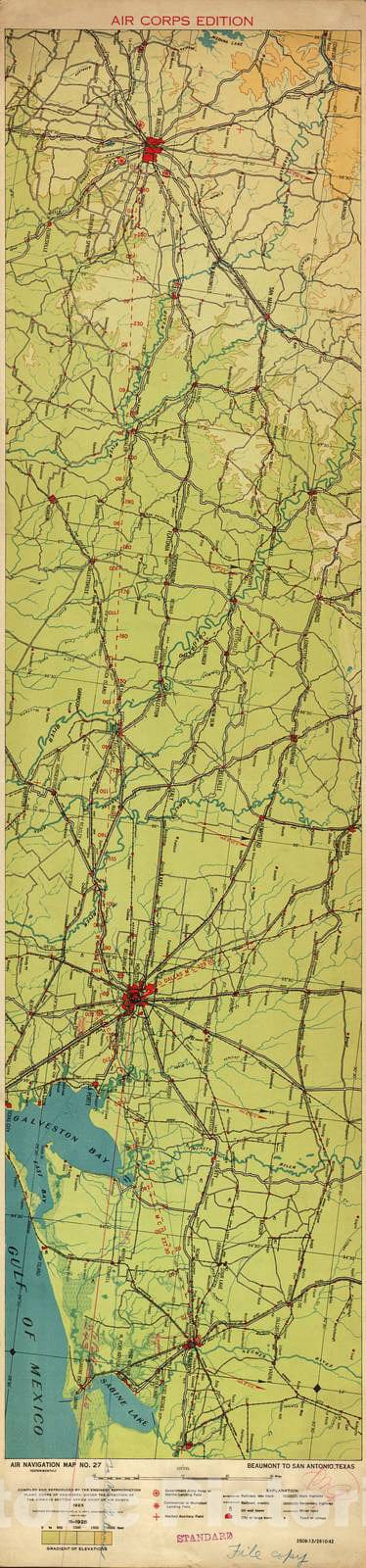 Historic 1924 Map - Aeronautical Strip maps of The United States. - No. 27, 1923 - rev. 1929 - Air Corps map