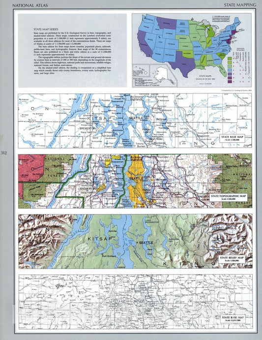 Historic 1970 Map - The National Atlas of The United States of America. - State Mapping