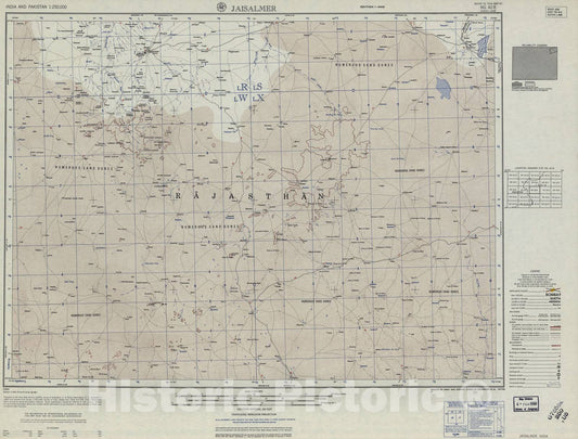 Historic 1955 Map - India and Pakistan 1:250,000. - Jaisalmer, India 1959