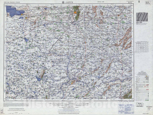 Historic 1955 Map - India and Pakistan 1:250,000. - Jaipur, India 1963