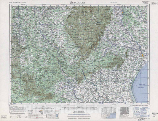 Historic 1955 Map - India and Pakistan 1:250,000. - Balasore, 1962
