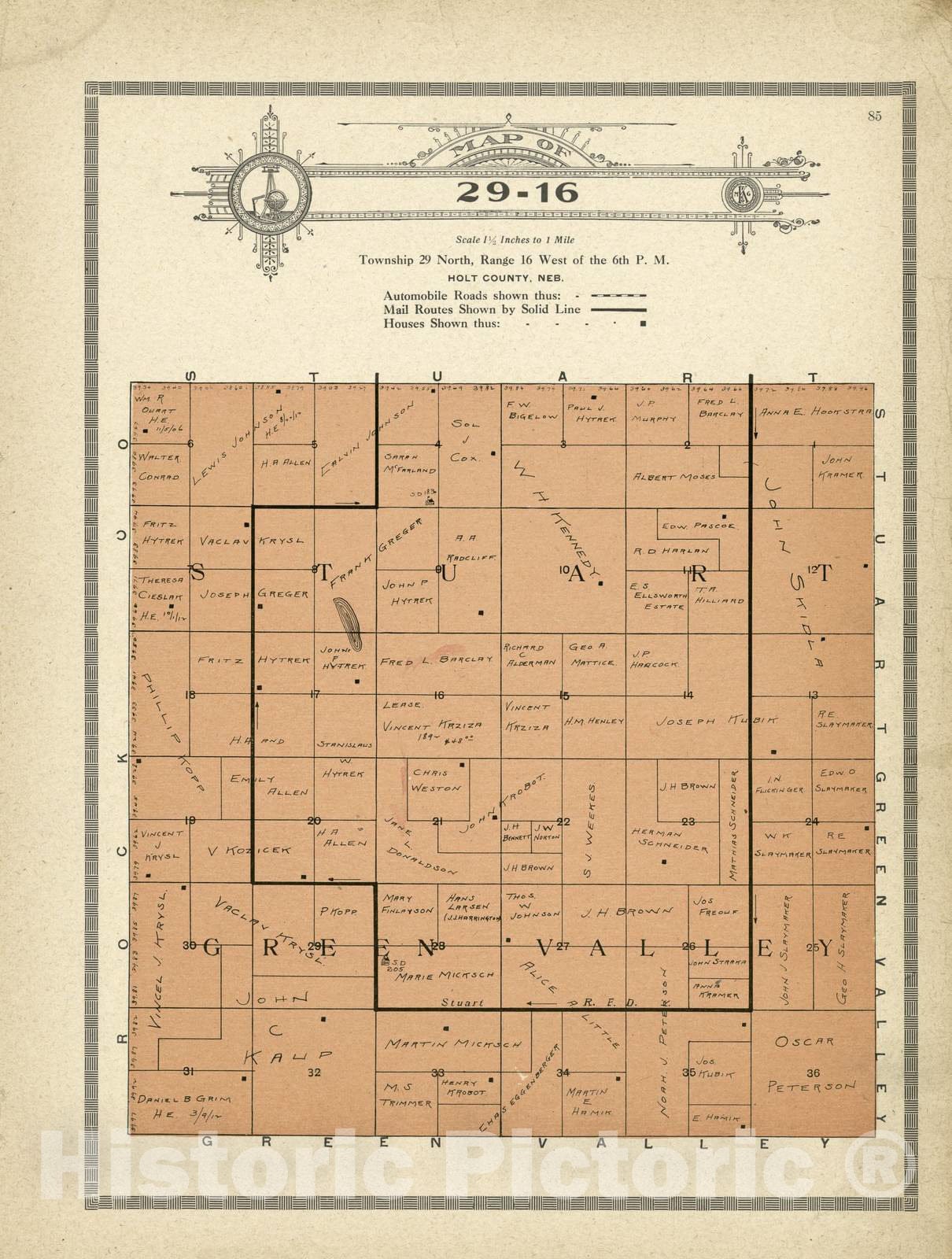 Historic 1915 Map - Atlas and plat Book of Holt County, Nebraska - Map of 29-16 - Standard Atlas and Directory of Holt County, Nebraska