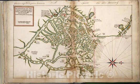 Historic 1630 Map - Taboas geraes de toda a navegaÃ§Ã£o - Chart of The Mouth of The para, Curupa, and Amazon Rivers - 1692