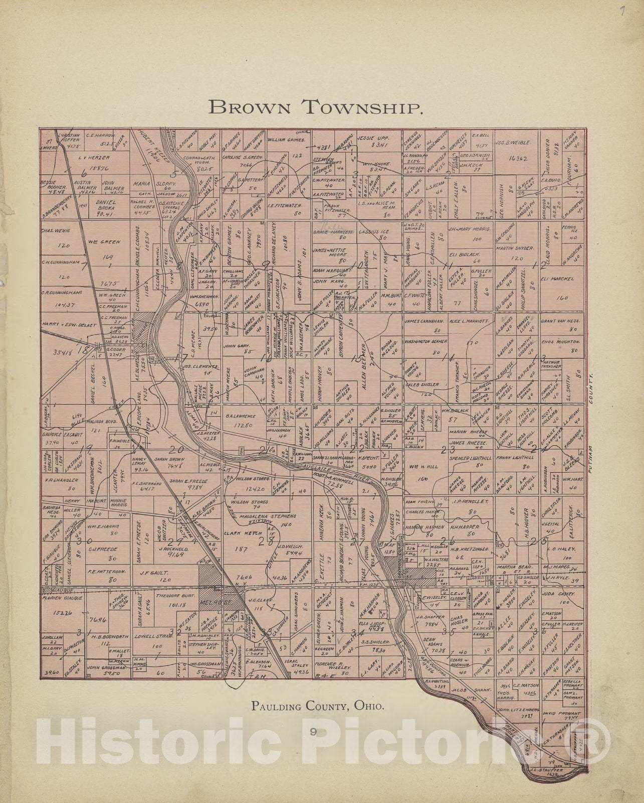 Historic 1905 Map - Atlas and Directory of Paulding County, Ohio - Brown Township - Paulding County Atlas and Directory
