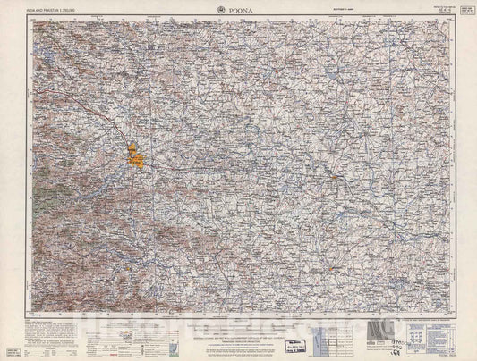 Historic 1955 Map - India and Pakistan 1:250,000. - Poona, 1960