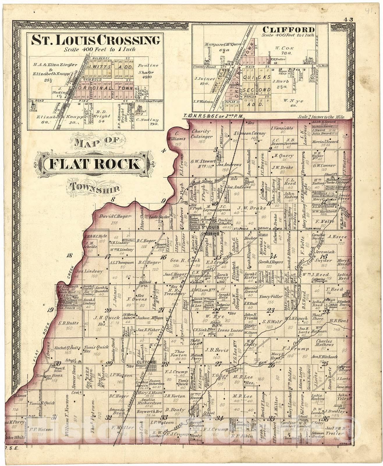 Historic 1879 Map - Atlas of Bartholomew Co, Indiana - Map of Flat Rock Township - Atlas of Bartholomew County, Indiana