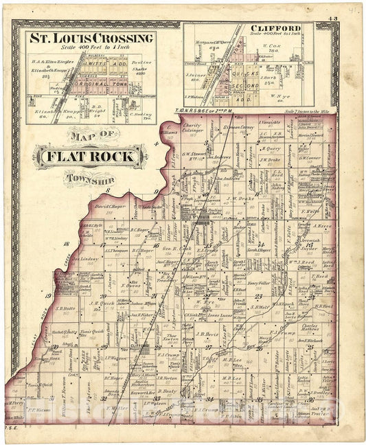Historic 1879 Map - Atlas of Bartholomew Co, Indiana - Map of Flat Rock Township - Atlas of Bartholomew County, Indiana