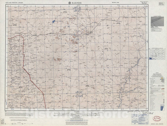 Historic 1955 Map - India and Pakistan 1:250,000. - Barmer, India, Pakistan 1959