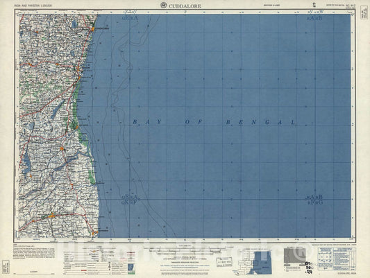 Historic 1955 Map - India and Pakistan 1:250,000. - Cuddalore, 1959