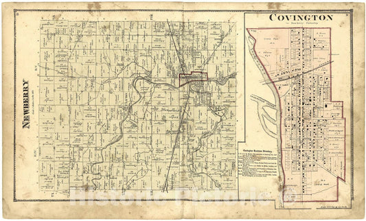Historic 1871 Map - Atlas of Miami Co, Ohio - Covington; Newberry - Atlas of Miami County, Ohio