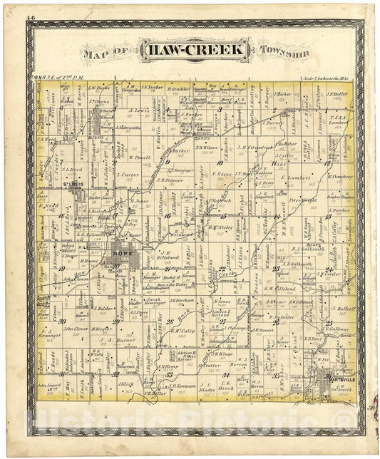 Historic 1879 Map - Atlas of Bartholomew Co, Indiana - Map of Haw-Creek Township - Atlas of Bartholomew County, Indiana