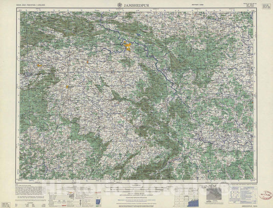Historic 1955 Map - India and Pakistan 1:250,000. - Jamshedpur, 1959