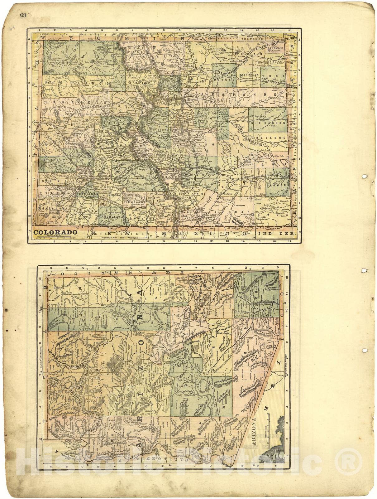 Historic 1896 Map - Riddell's Greene County Atlas, 1896. - Colorado; Arizona - Riddell's Atlas of Greene County, Ohio :