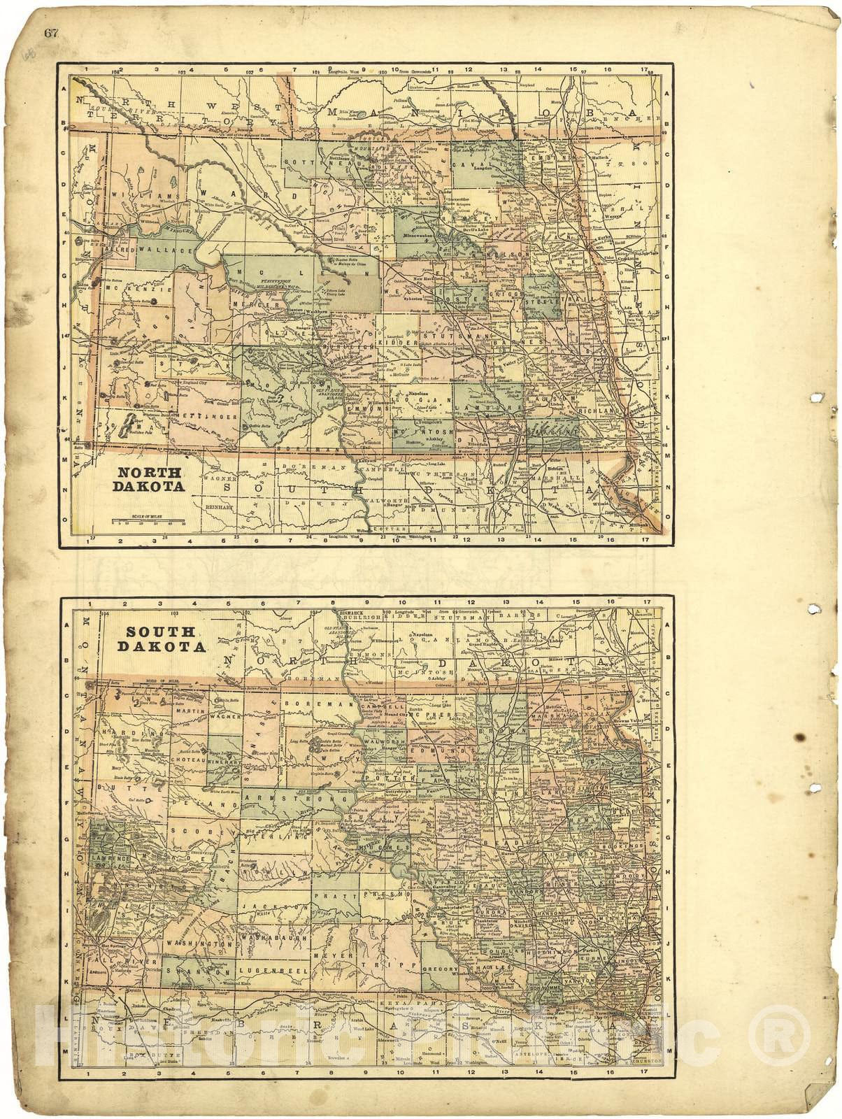 Historic 1896 Map - Riddell's Greene County Atlas, 1896. - North Dakota; South Dakota - Riddell's Atlas of Greene County, Ohio :