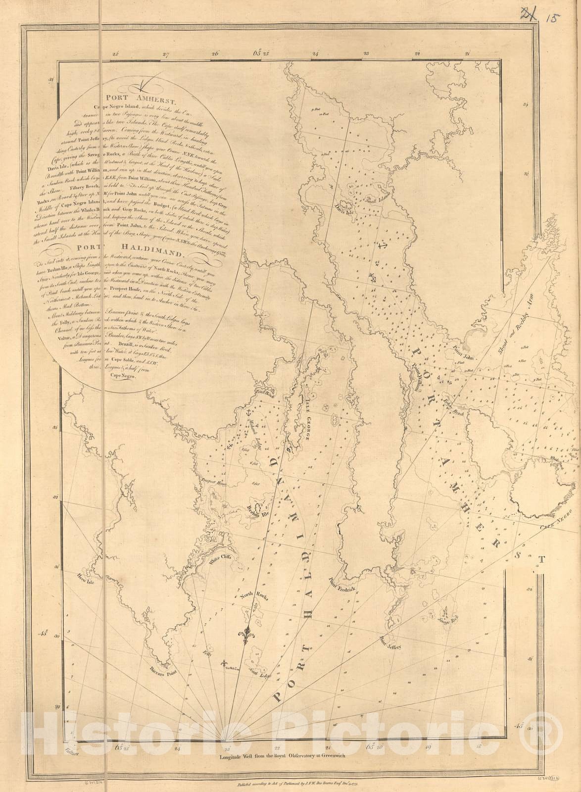 Historic 1800 Map - The Atlantic Neptune - Port Amherst