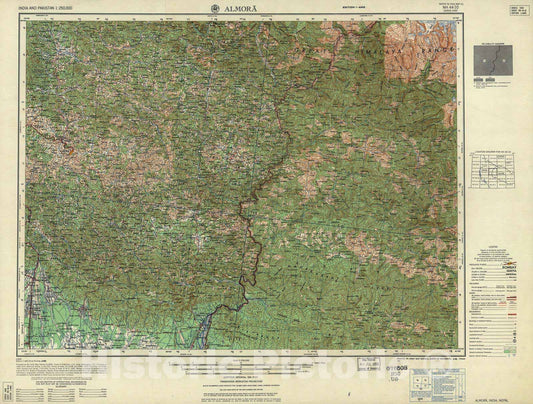 Historic 1955 Map - India and Pakistan 1:250,000. - Almora, India, Nepal 1958
