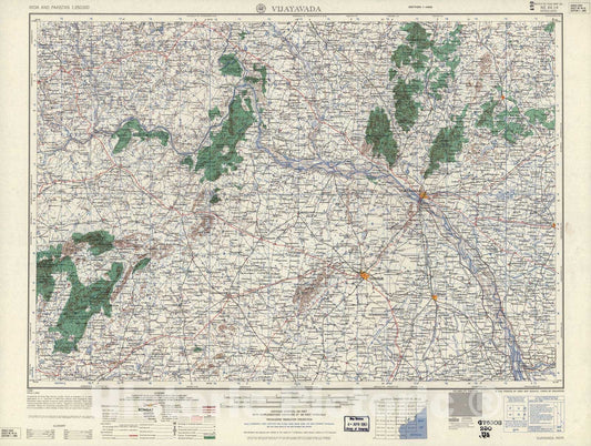 Historic 1955 Map - India and Pakistan 1:250,000. - Vijayavanda, 1960