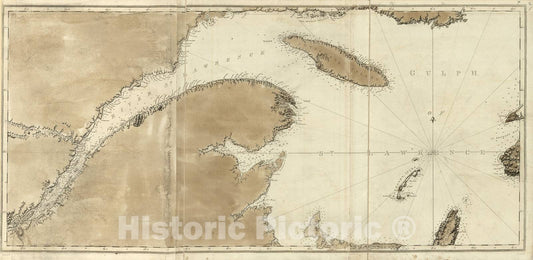 Historic 1800 Map - The Atlantic Neptune - Chart of Gulf and River of St. Lawerance