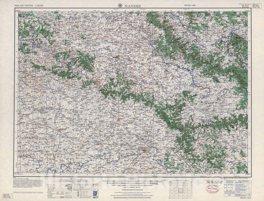 Historic 1955 Map - India and Pakistan 1:250,000. - Nander, 1960