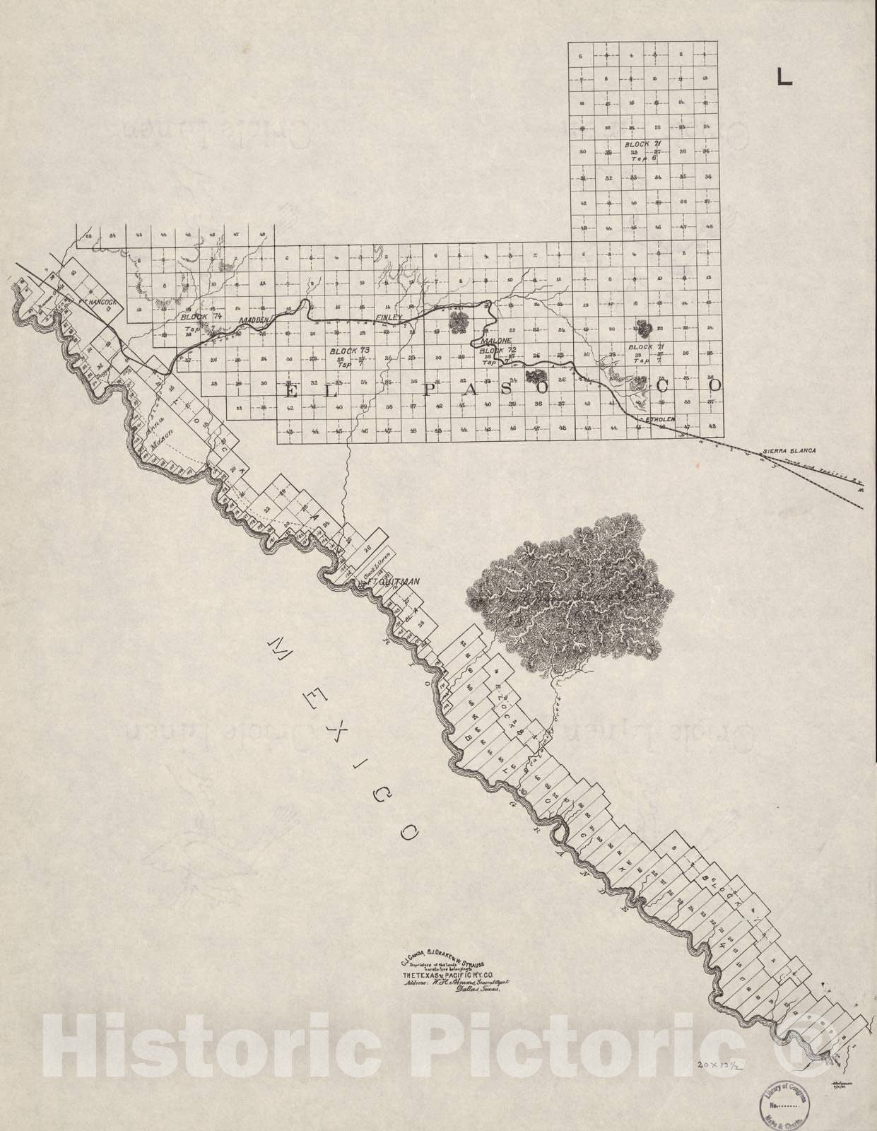 Historic 1893 Map - Map of El Paso County, Texas. - Sheet l