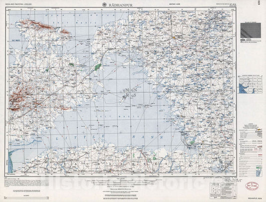 Historic 1955 Map - India and Pakistan 1:250,000. - Radhanpur, 1956