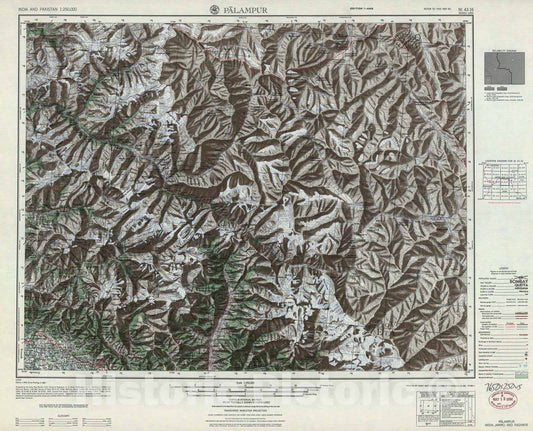 Historic 1955 Map - India and Pakistan 1:250,000. - Palampur, India, Jammu and Kashmir 1955
