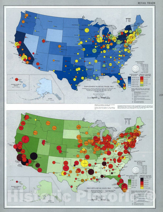 Historic 1970 Map - The National Atlas of The United States of America. - Retail Trade