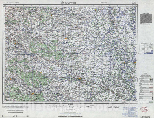 Historic 1955 Map - India and Pakistan 1:250,000. - Burdwan, 1962