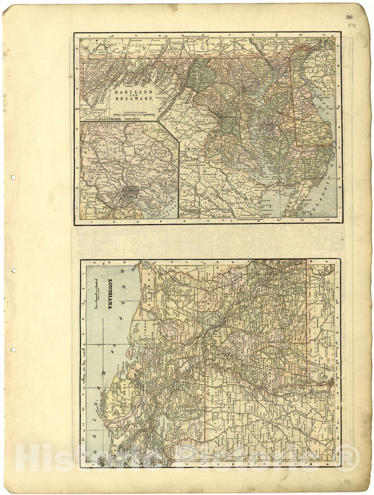 Historic 1896 Map - Riddell's Greene County Atlas, 1896. - Maryland and Delaware; Illinois - Riddell's Atlas of Greene County, Ohio :