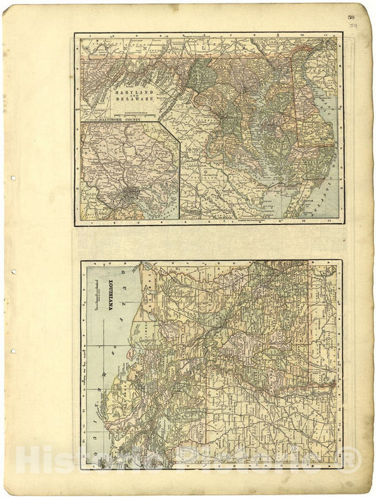 Historic 1896 Map - Riddell's Greene County Atlas, 1896. - Maryland and Delaware; Illinois - Riddell's Atlas of Greene County, Ohio :