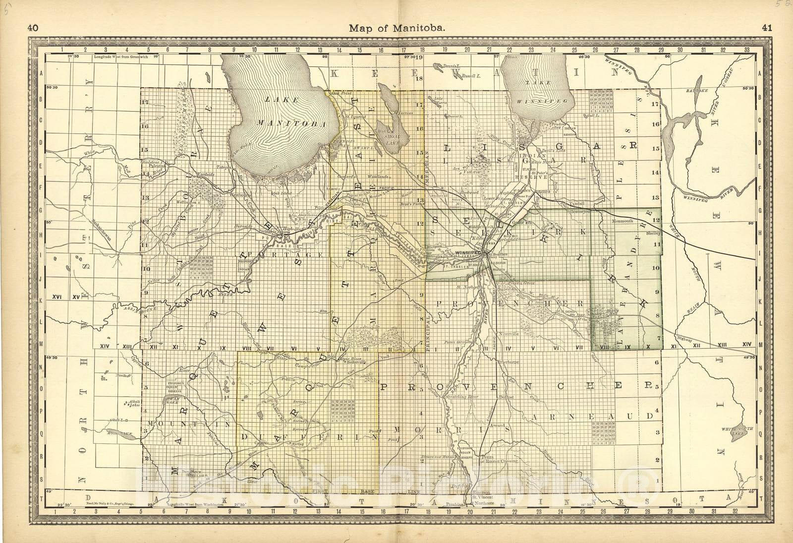 Historic 1882 Map - Historical Hand-Atlas, Illustrated - Map of Manitoba - Historical Hand Atlas, Illustrated, General & Local