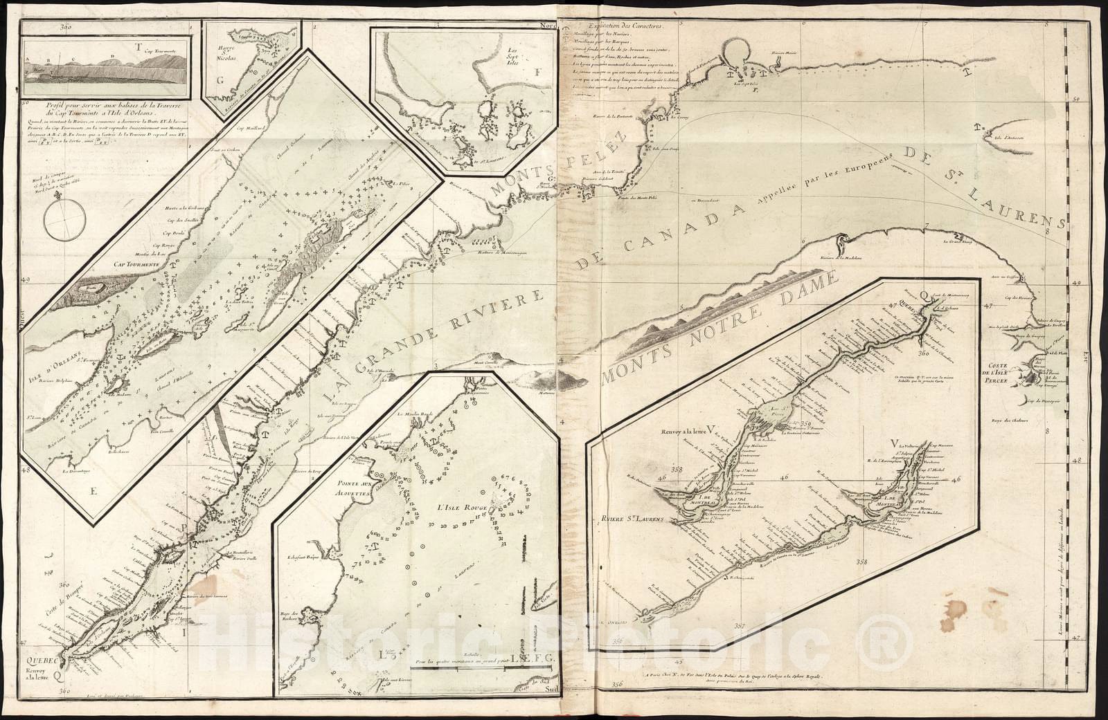 Historic 1745 Map - Cartes et Plans de l'Amerique. - Fleure de St. Laurens - Cartes geograp Ameriqu