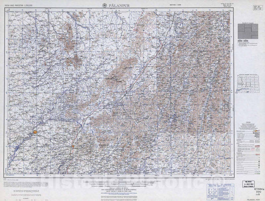 Historic 1955 Map - India and Pakistan 1:250,000. - Palanpur, India 1962