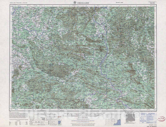 Historic 1955 Map - India and Pakistan 1:250,000. - Deogarh, 1966