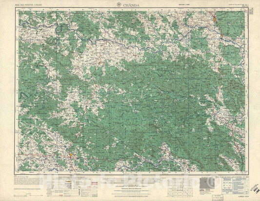Historic 1955 Map - India and Pakistan 1:250,000. - Chanda, 1959