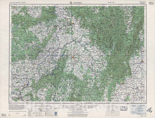 Historic 1955 Map - India and Pakistan 1:250,000. - Gondia, 1959