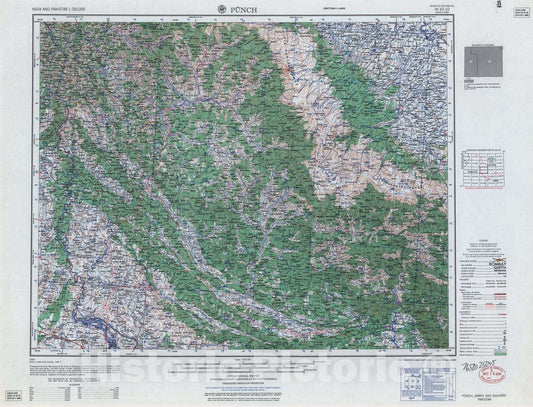 Historic 1955 Map - India and Pakistan 1:250,000. - Punch, 1960