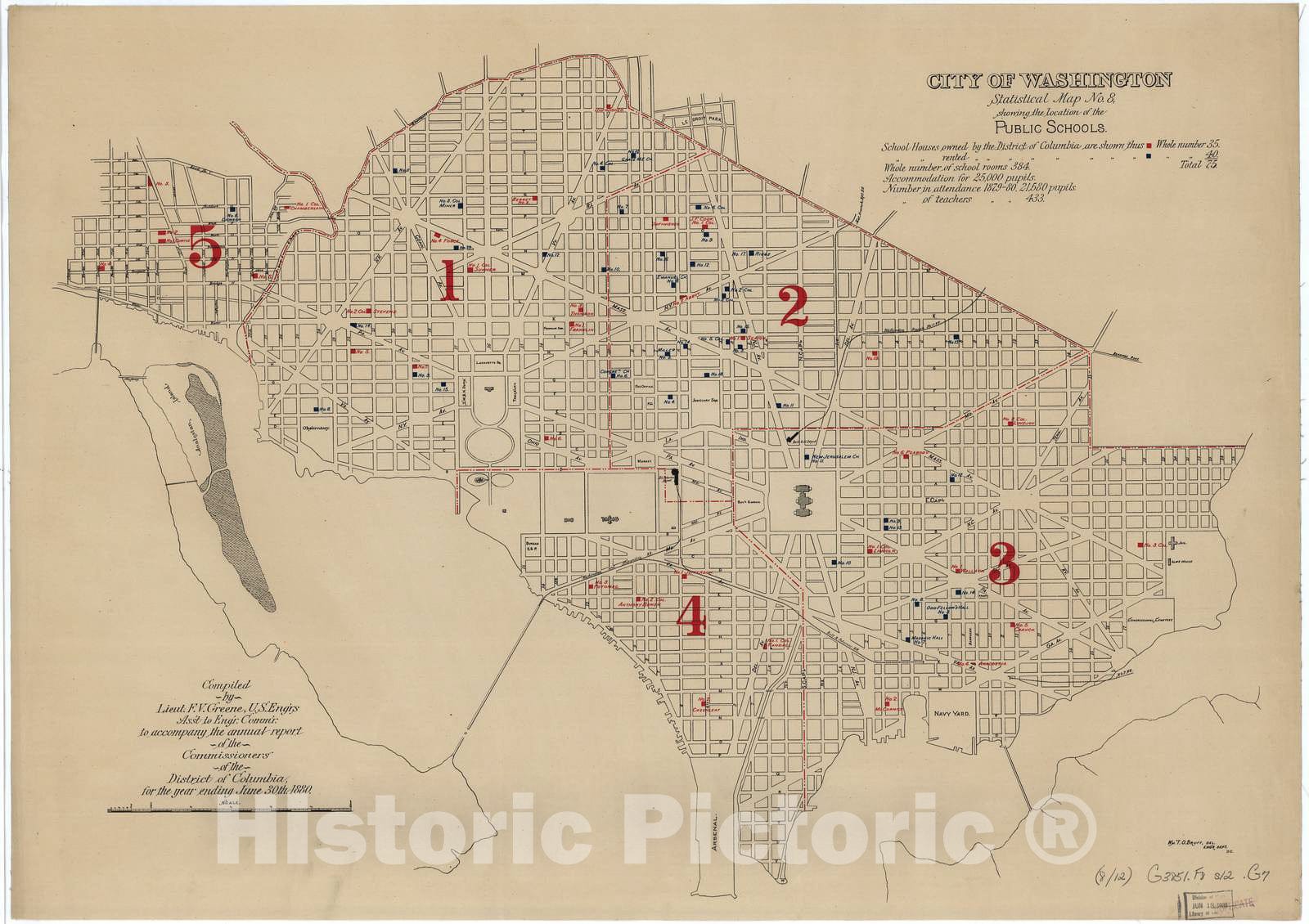 Historic 1880 Map - City of Washington, Statistical maps - Map No. 8: Public Schools