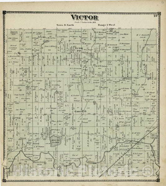 Historic 1873 Map - Atlas of Clinton County, Michigan - Victor