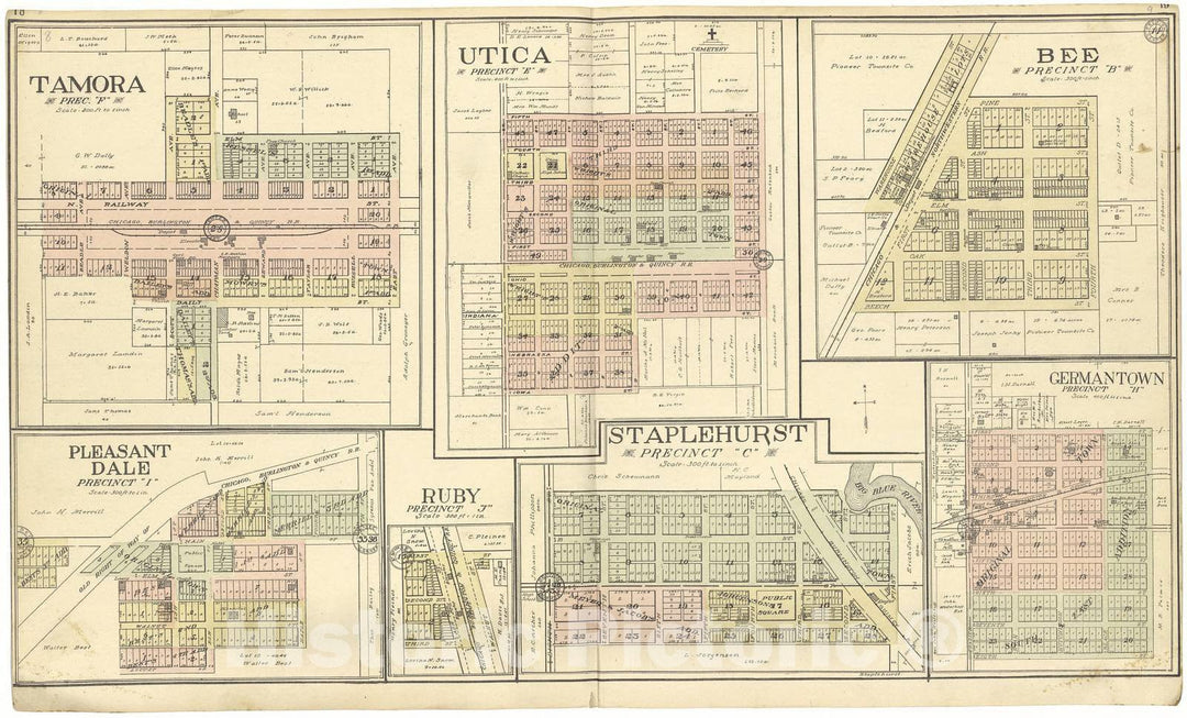 Historic 1908 Map - Standard Atlas of Seward County, Nebraska - Tamora; Utica; Bee; Pleasant Dale; Ruby; Staplehurst; Germantown