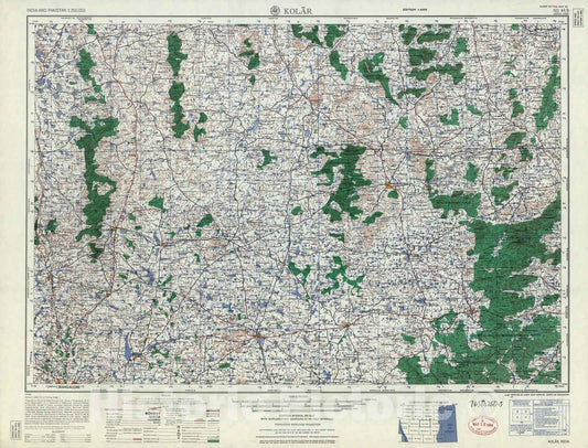 Historic 1955 Map - India and Pakistan 1:250,000. - Kolar, 1960