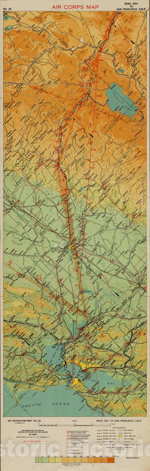 Historic 1924 Map - Aeronautical Strip maps of The United States. - No. 35, 1927 - rev. Mar. 1932 - Air Corps map