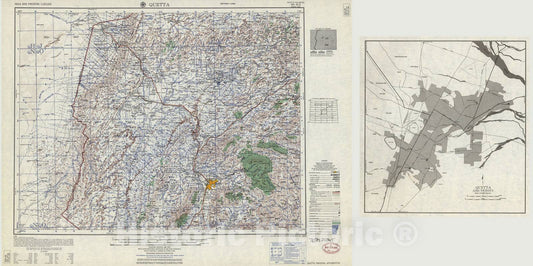 Historic 1955 Map - India and Pakistan 1:250,000. - Quetta, Pakistan, Afghanistan 1959