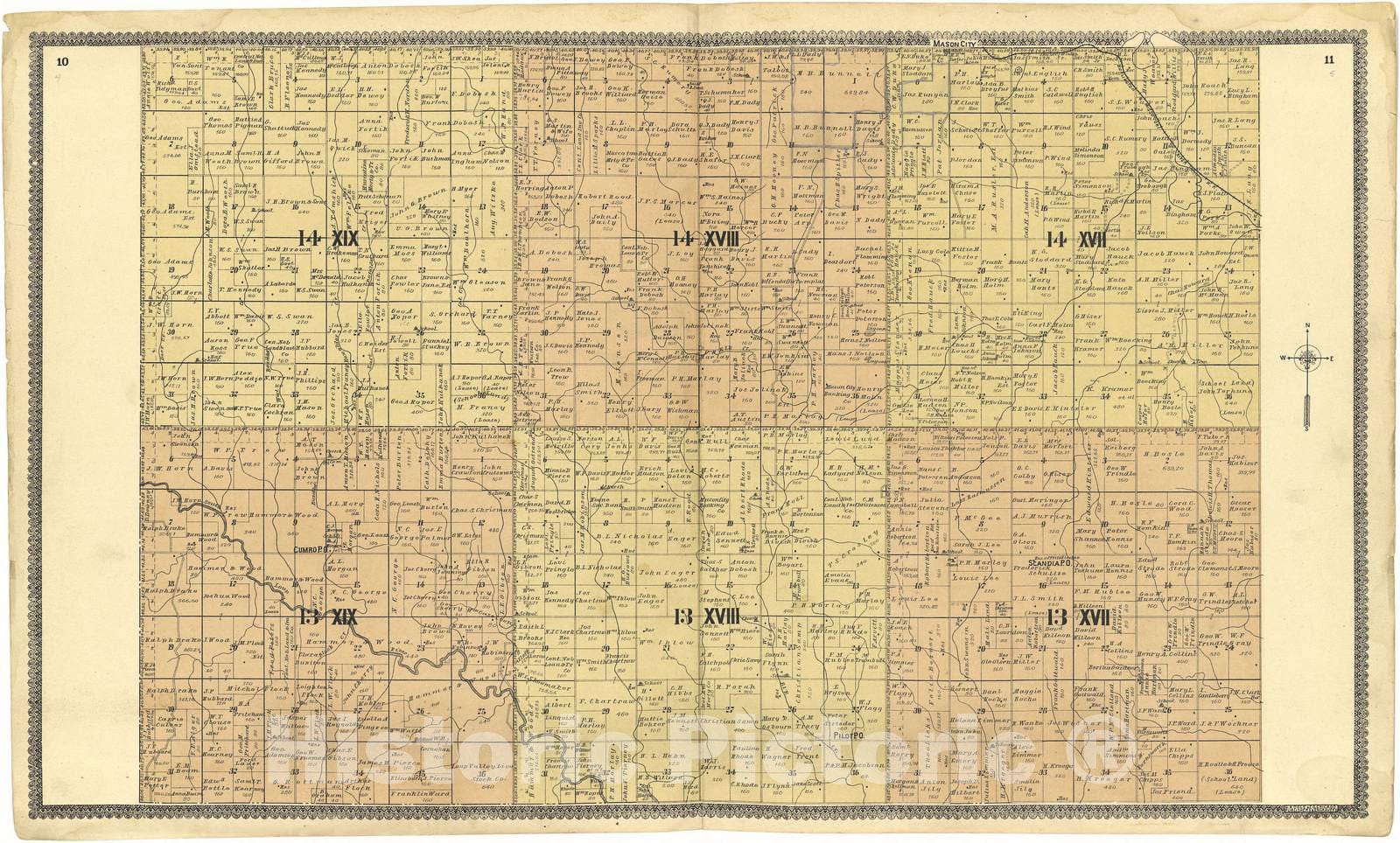 Historic 1904 Map - Standard Atlas of Custer County, Nebraska - 14 XIX; 14 XVIII; 14 XVII; 13 XIX; 13 XVIII; 13 XVII