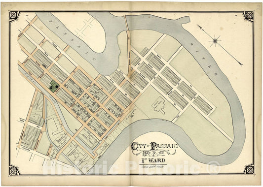 Historic 1877 Map - Atlas of Passaic County, New-Jersey - City of Passaic Part of The 1st Ward - Atlas of Passaic County, New-Jersey : 1